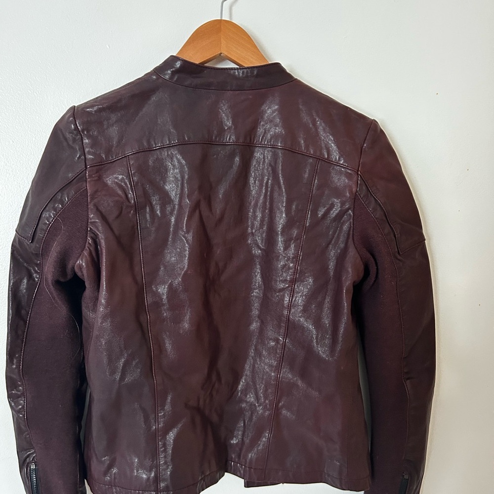 June women’sVegan Leather Moto Jacket in Deep Burgundy - Picture 3 of 4